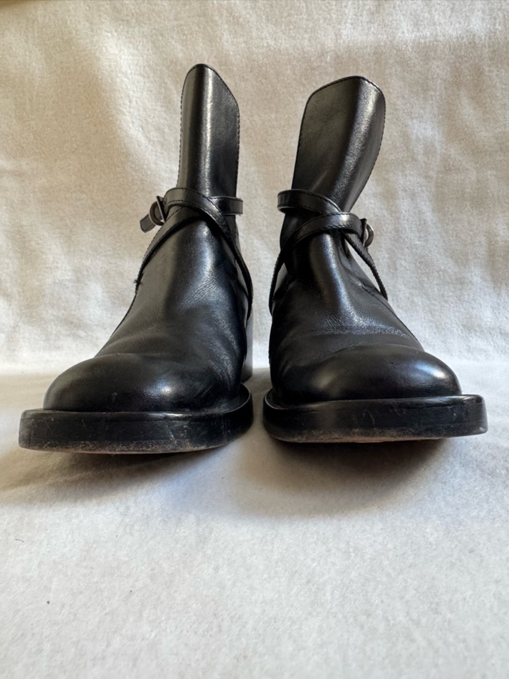 VINTAGE 90s Barneys New York Square Toe Leather Boots EU 37 - Picture 12 of 13